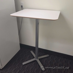 IKEA Billsta White Tall Bistro Bar Table w/ Silver Cross Base